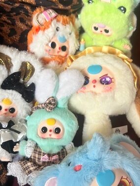 Baby Three Plushies - Multicolor Cute Faces (Bundle comes with everything shown)